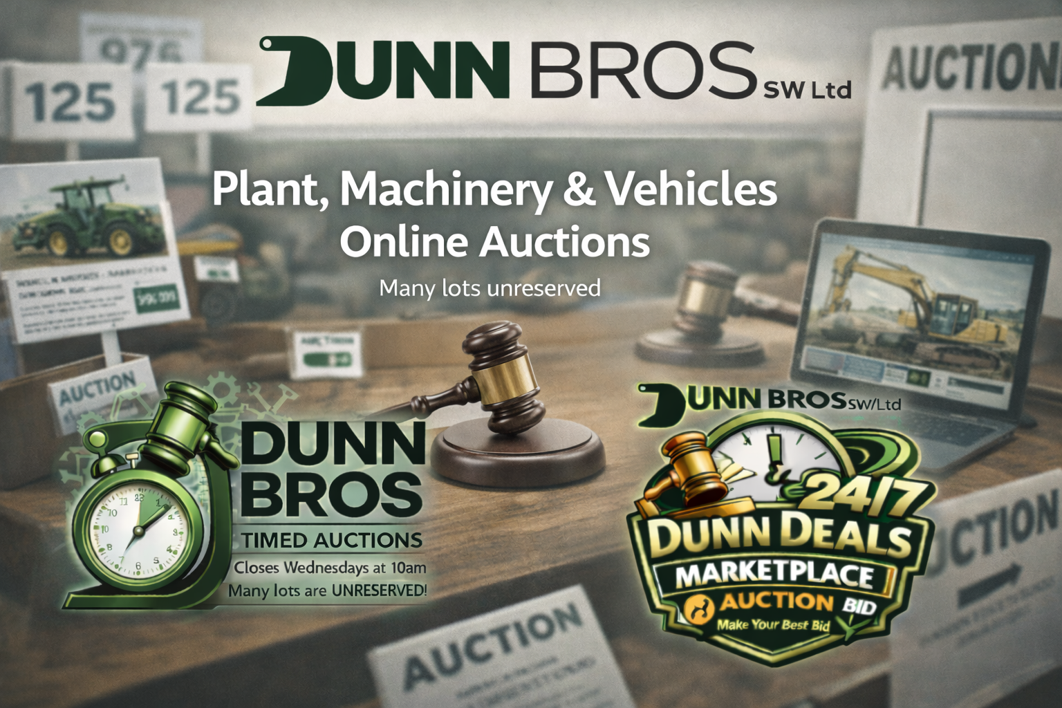 Plant, machinery, vehicles and equipment online auctions with many lots unreserved